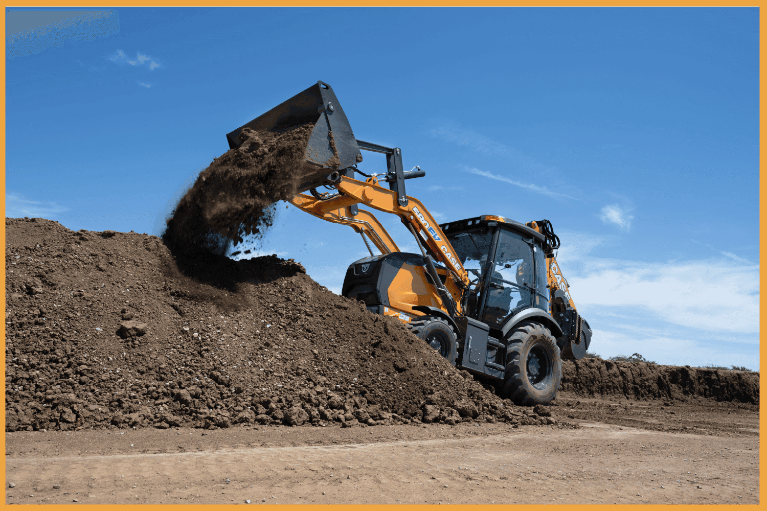 CASE 580EV Electric Backhoe in action