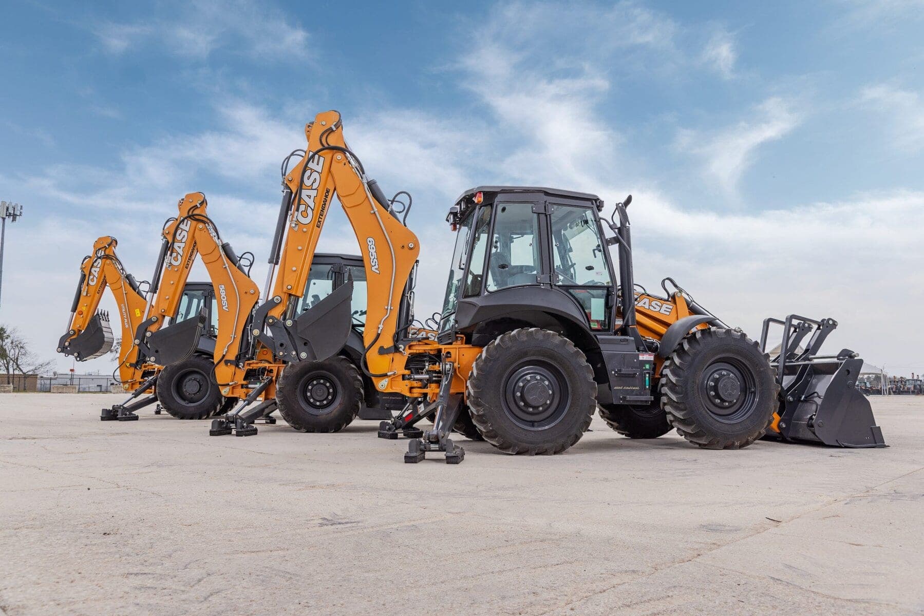 CASE backhoe loader fleet on jobsite