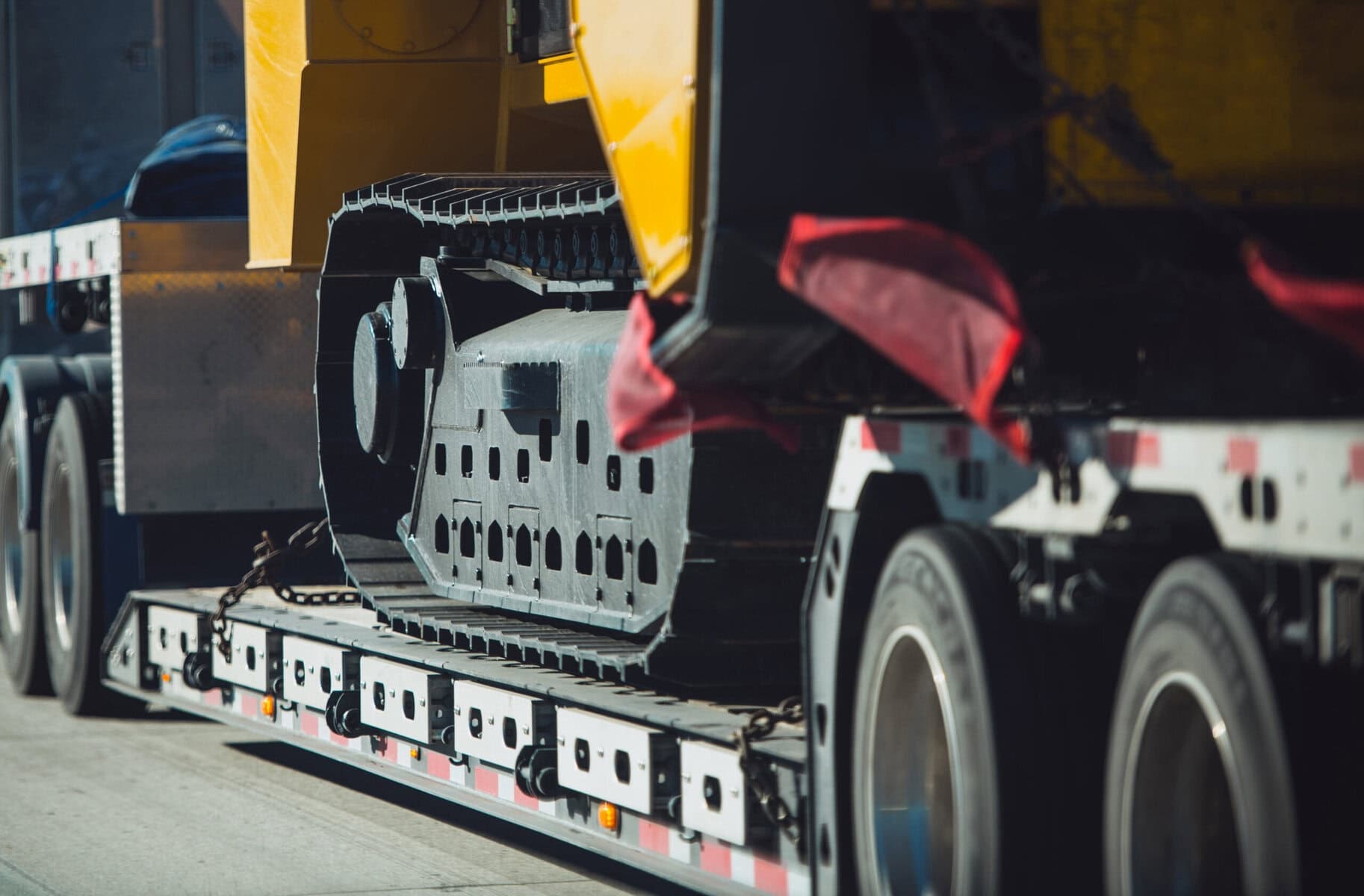 Heavy equipment being transported